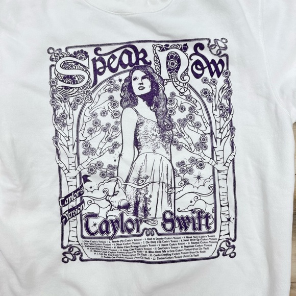 Taylor’s version Speak Now official merchandise crewneck white purple designs Lg - Picture 3 of 5